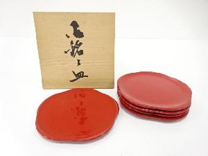 漆塗り　梅形　銘々皿　5客揃